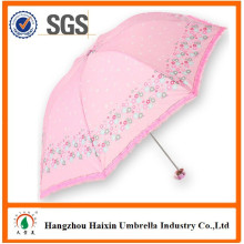 Pocket Girls 3 Folding Japaness Rain Umbrella with Flower Print